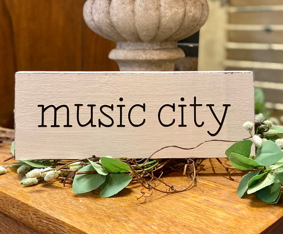 Handmade Reclaimed Wood Music City Sign