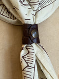 Stamped Brown Leather Bandana Slide