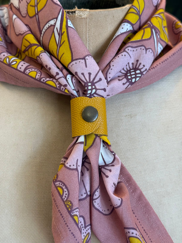 Mustard Leather Bandana Slide
