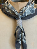 Light Gray Leather Bandana Slide