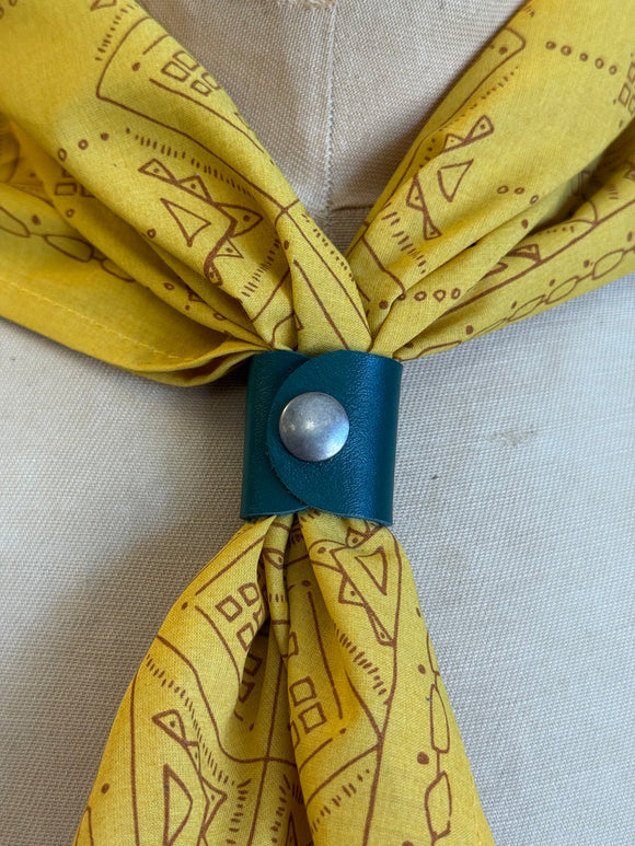 Dark Teal Leather Bandana Slide