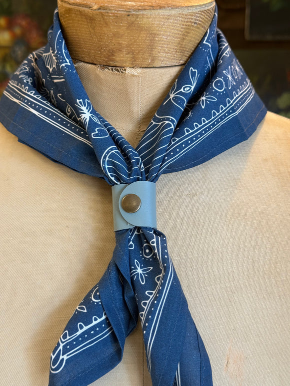 Light Blue Leather Bandana Slide
