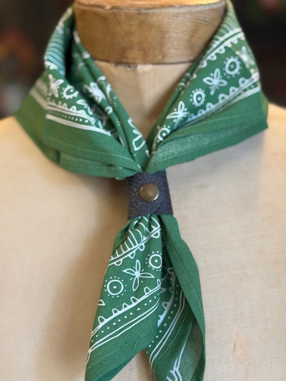 Charcoal Leather Bandana Slide