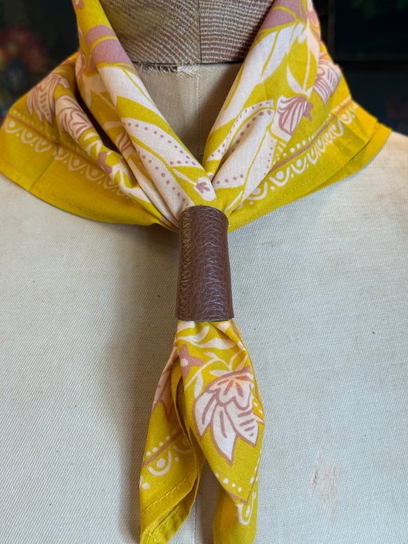 Brown Leather Bandana Slide