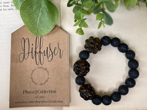 Handmade "Diffuser" Lava Stone & Chunky Beads Bracelet
