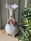 Vintage Porcelain Bud Vase w/3D Appliqué