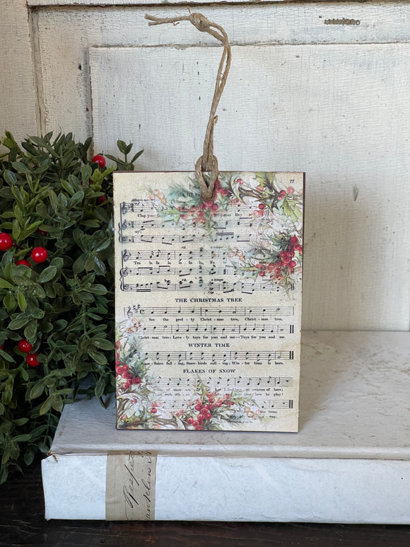 Vintage Inspired Ornament Hymns and Holly Berries