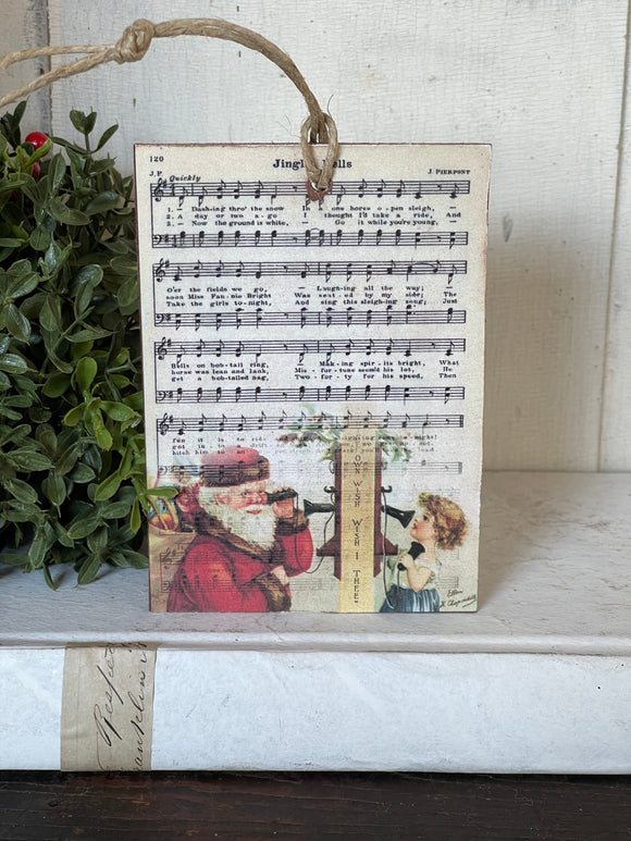 Vintage Inspired Ornament of Jingle Bells & Santa's Phone