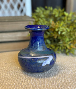 Handmade Blue, Green, & White Pottery Budvase