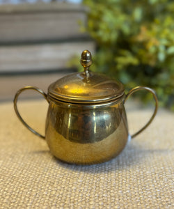 Vintage MCM Brass Sugar Bowl w/ Lid
