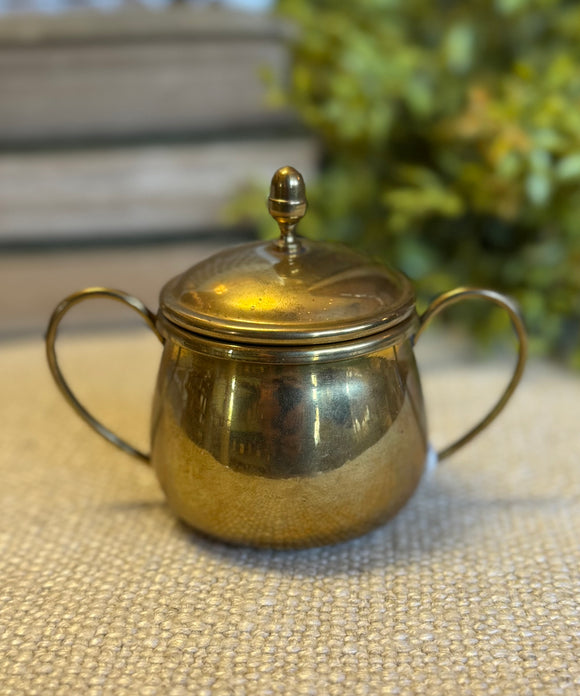 Vintage MCM Brass Sugar Bowl w/ Lid