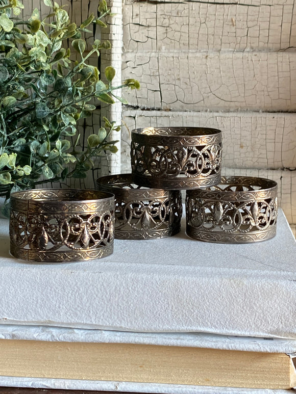 Set of Four Ornate Napkin Rings