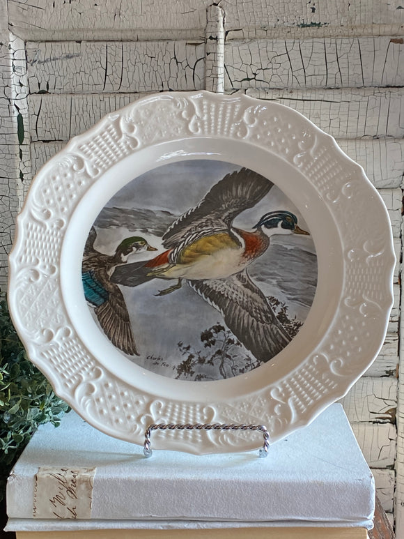 Vintage Hand Colored Wood Ducks Plate