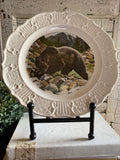 Vintage Hand Colored Grizzly Bear Plate