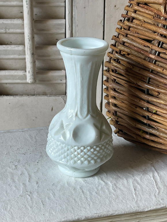 Small Milk Glass Bud Vase Made in Taiwan