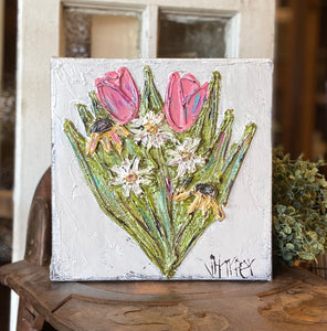 Jill Harper 8" Heavy Texture Bouquet Canvas Art