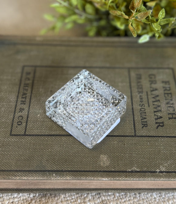 Antique Square Crystal Salt Cellar
