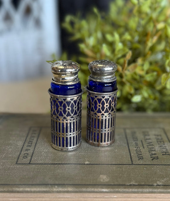 Antique Cobalt Blue Salt & Pepper Shaker Set