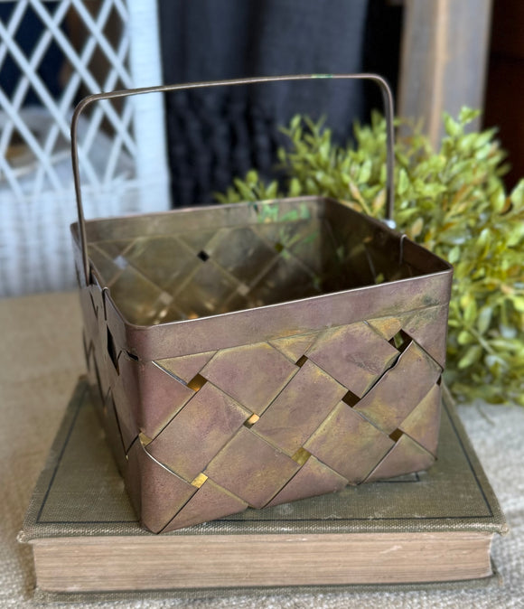 Vintage Brass Basket w/ Handle