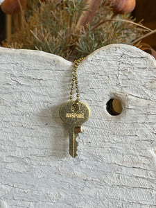 "Inspire" Vintage Gold Classic Ball Chain Giving Key Necklace