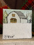 Jill Harper 5" Winter Barn Cube Canvas Art