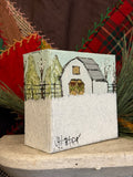 Jill Harper 5" Winter Barn Cube Canvas Art