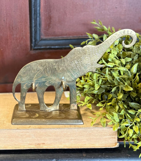 Vintage Brass Elephant Pen Holder