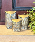 Large Vintage Solid Brass Owl