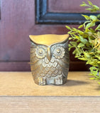 Medium Vintage Solid Brass Owl