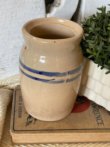 Small Vintage Banded Crock No Lid