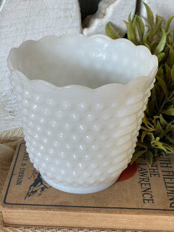 Vintage Milk Glass Hobnail Vase