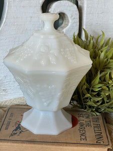 Vintage Anchor Hocking Milk Glass Candy Dish