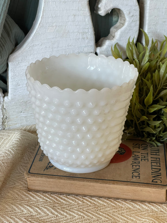 Vintage Milk Glass Hobnail Vase