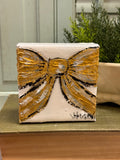Jill Harper 4" Gold Bow With Epoxy Canvas Art