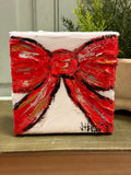 Jill Harper 4" Red Bow With Epoxy Canvas Art