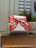 Jill Harper 4" Red Bow With Epoxy Canvas Art