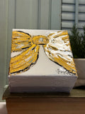 Jill Harper 5" Bow with Epoxy Canvas Cube Art