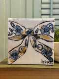 Jill Harper 6" Blue White Bow with Epoxy Canvas Art
