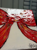 Jill Harper 8" Red Ribbon with Epoxy Cube Canvas Art