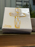 Jill Harper 5" Cross with Epoxy Canvas Art