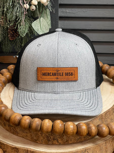 Heather Gray/Black Mercantile 1858 Leather Patch Hat