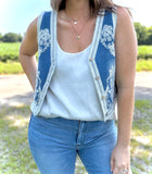 Shania Denim Vest w/ Embroidery