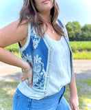 Shania Denim Vest w/ Embroidery