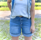 Turn-Up Denim Shorts