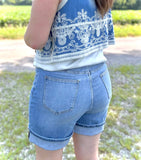 Turn-Up Denim Shorts