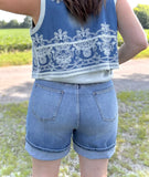 Turn-Up Denim Shorts