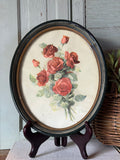 Vintage Rose Print in Oval Frame