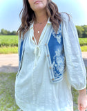 Shania Denim Vest w/ Embroidery