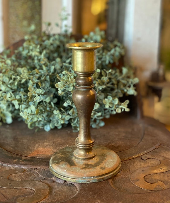 Vintage Patina Brass Candlestick