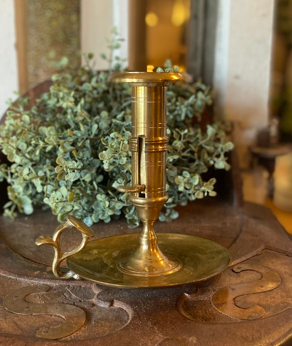 Vintage Brass Candlestick w/ Height Adjuster & Handle
